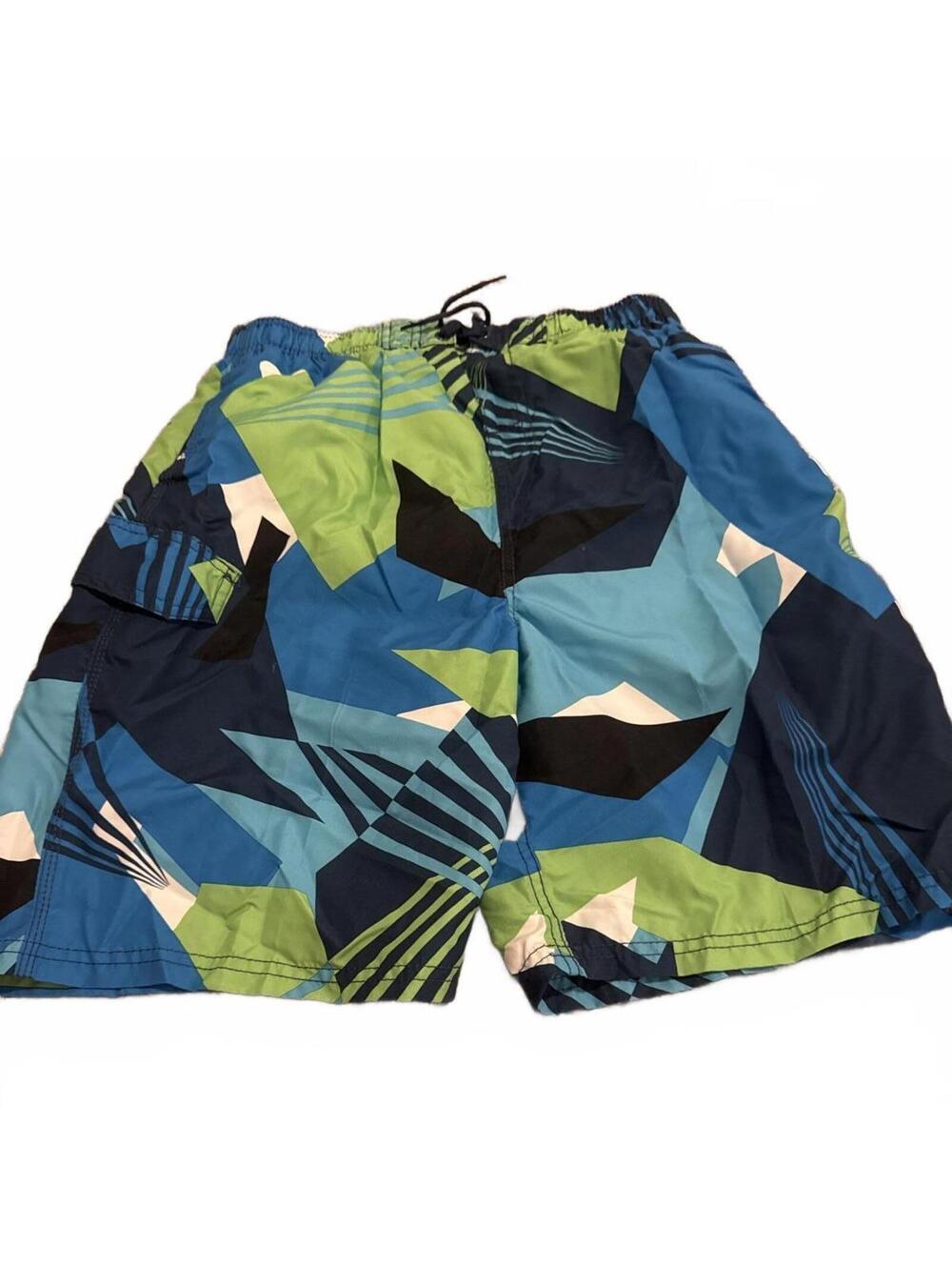 Kanu Surf  Boys Blue Green Geometric Swim Shorts XL